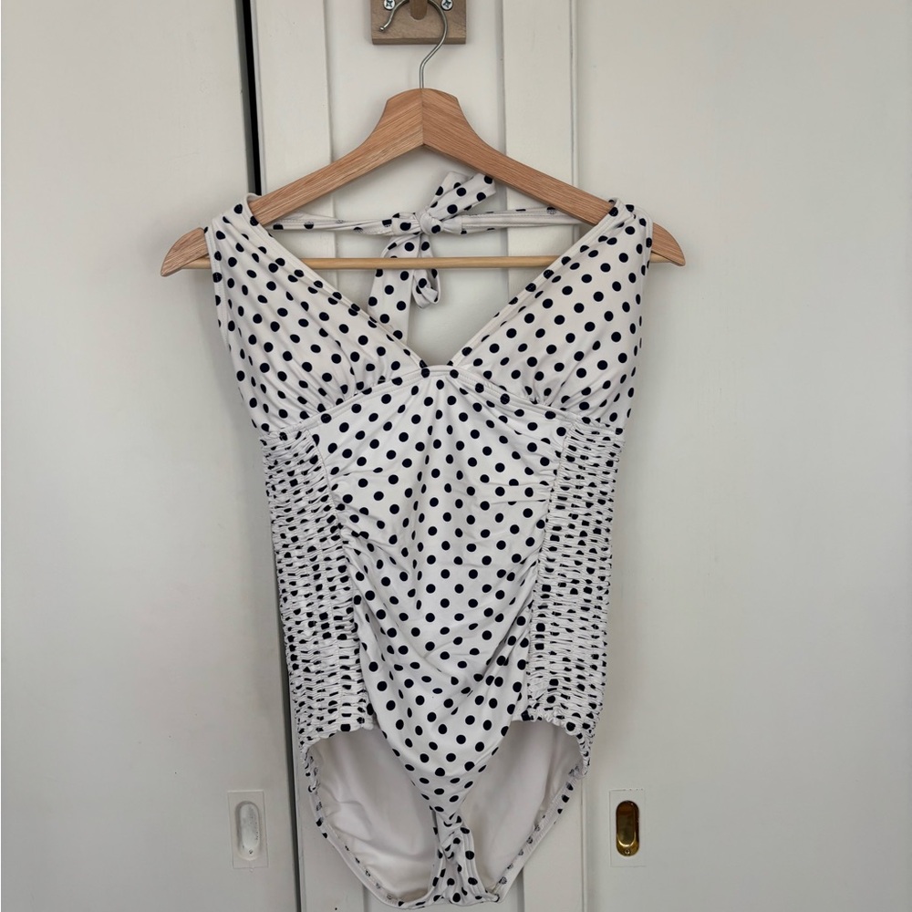 DKNY Black and White Polka Dot swim suit